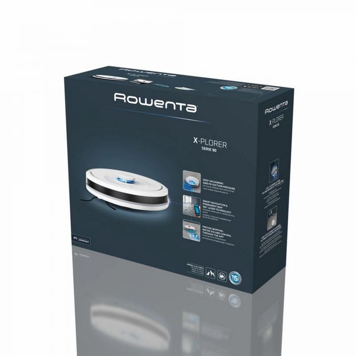 Робот-пилосос Rowenta миючий X-Plorer Serie 90, 6000ПаВт, h=9.7см, 0.26л, конт пил -0.29л, автон. робота до 270хв, білий