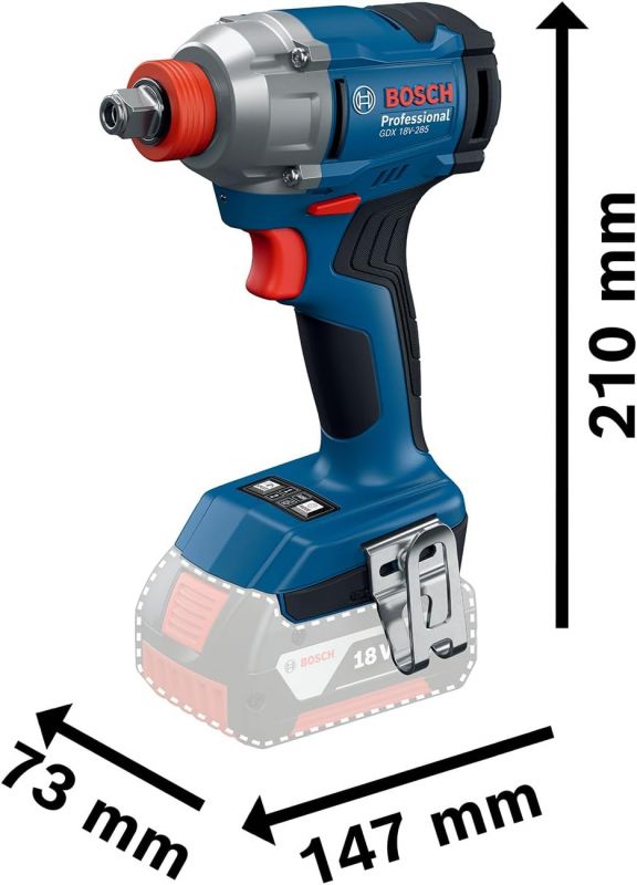 Гайковерт ударний Bosch GDX 18V-285 18В до 3600об·хв 285Нм квадрат 1/2" ЗП 1.1кг