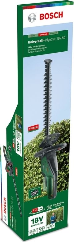 Кущоріз акумуляторний Bosch UniversalHedgeCut 18V-50  18В АКБ 1х2.5А·год 50мм крок різу 20мм ЗП AL1830CV 2.6кг