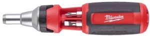 Викрутка Milwaukee з тріскачкою, 7 насадок, руків'я двокомпонентне, (PH1, PH2, PZ1, PZ2, Torx15, Torx20, SL5.5), 152мм, сталь CrV