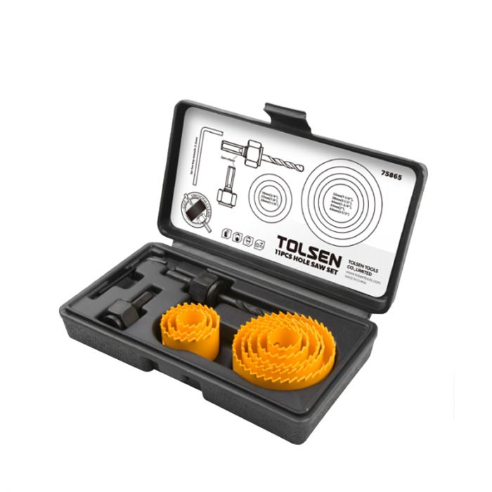 Комплект коронок Tolsen по дереву 11 предметів 19-64мм