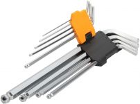 Ключі шестигранні Tolsen, набір 9шт, довгі, кулястий наконечник, 1.5-10мм, CrV