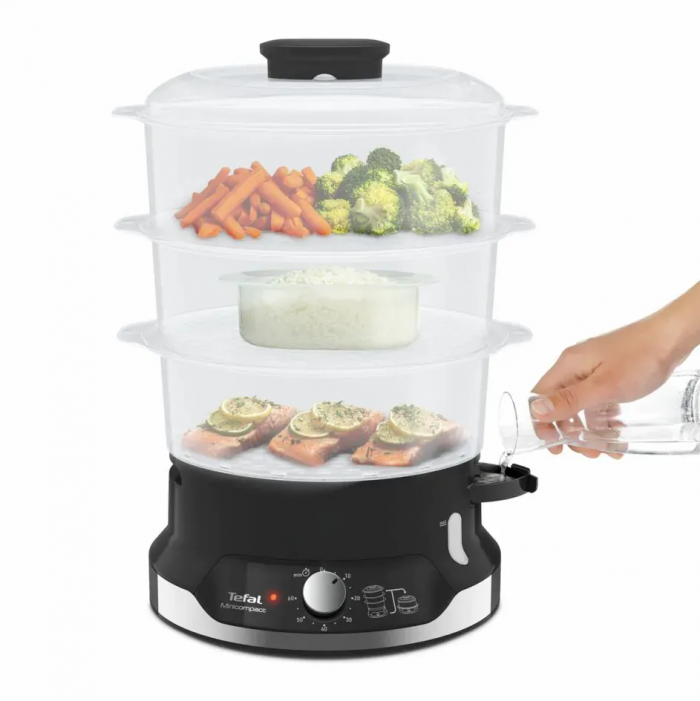 Пароварка Tefal Ultracompact, 800Вт, об'єм-9л, резервуар для води -1л, механічне керув., пластик, чорний