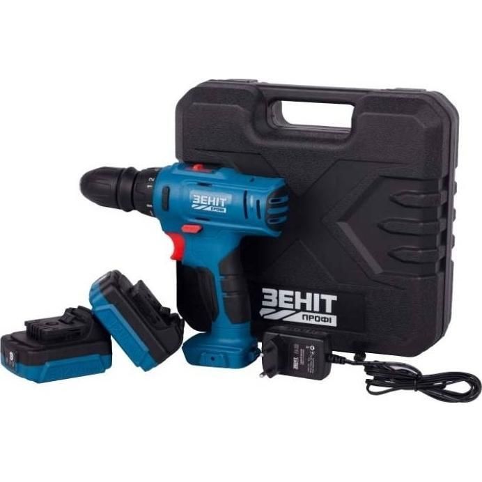 Шурупокрут-дриль акумуляторний Зеніт Профі ЗПША-12/15 DFR/B 12В 2х1.5А·год 25Нм 350·1500об/хв 1кг