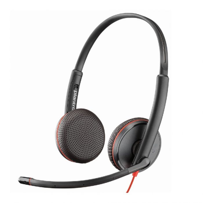 Гарнітура комп'ютерна стерео On-ear Poly Blackwire 3225 HS, USB-A, 3.5 мм, всеспрямований, чорний