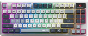 Клавіатура механічна MSI FORGE GK600 TKL W SKY UA 104key, mechanical Linear, USB-A, Wireless, Bluetooth, EN/UKR/RU, RGB, білий