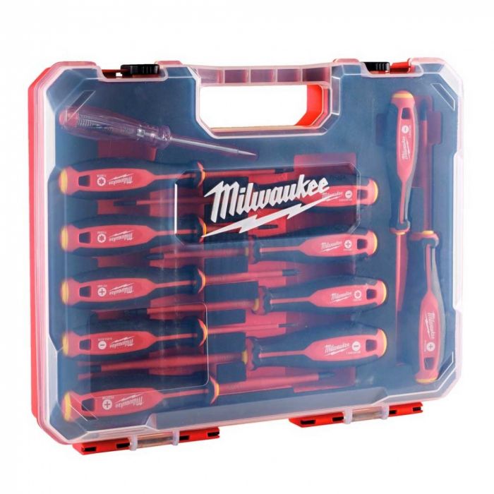Викрутки Milwaukee набір 12шт, діелектричні, SL,PH,PZ,TX, тестер, кейс