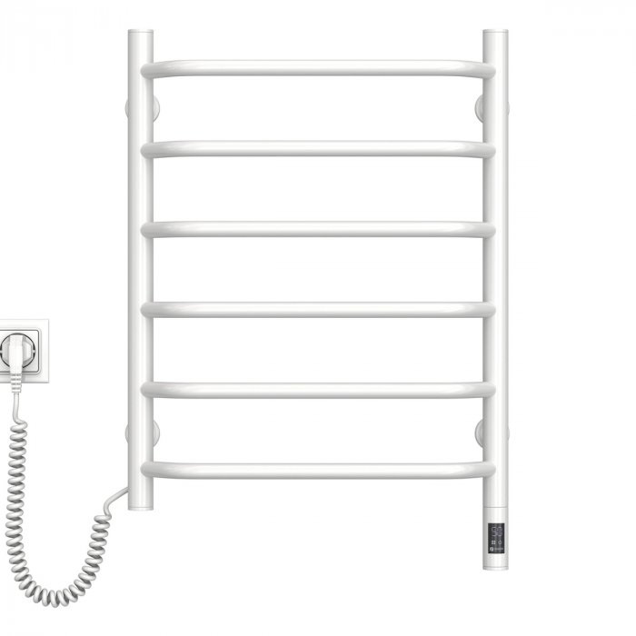 Рушникосушка Navin електрична Блюз, 600х480х123мм, таймер-регулятор, сталь, білий, ліве підключення