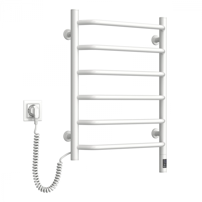 Рушникосушка Navin електрична Блюз, 600х480х123мм, таймер-регулятор, сталь, білий, ліве підключення