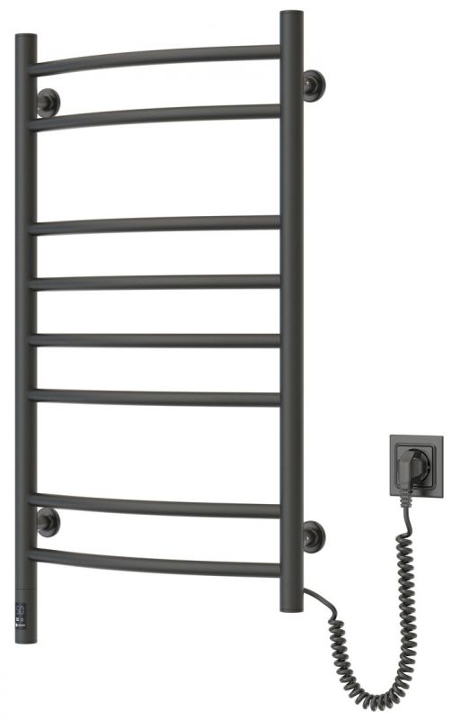 Рушникосушка Navin електрична Камелія, 800х480х105мм, таймер-регулятор, сталь, чорний муар, праве підключення