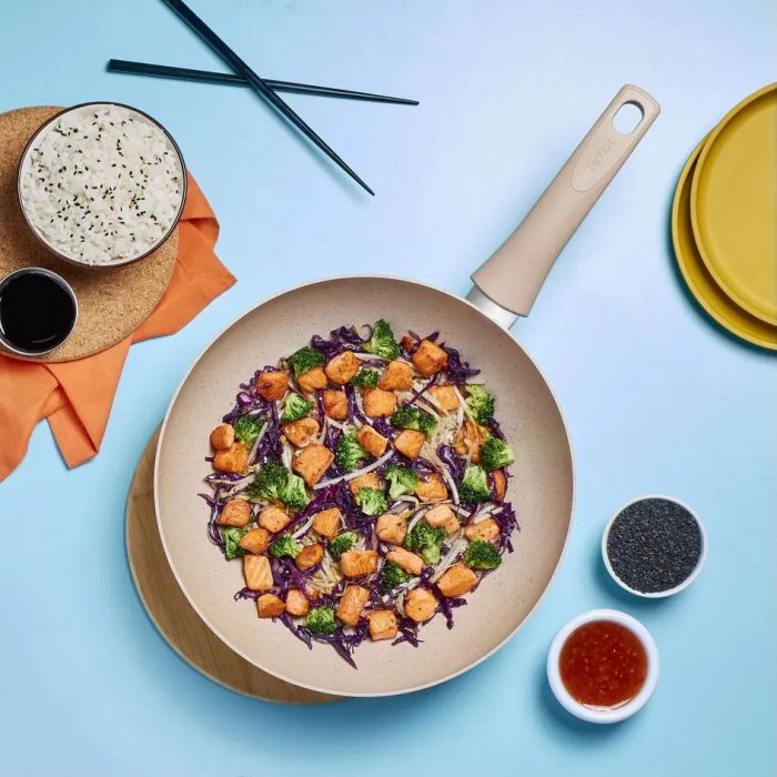 Сковорода ВОК Tefal Delight,28см, алюміній, бакеліт, бежевий