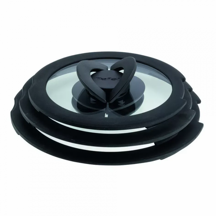 Набір скляних кришок Tefal Ingenio, 16см, 18см, 20см, скло, пластик, чорний