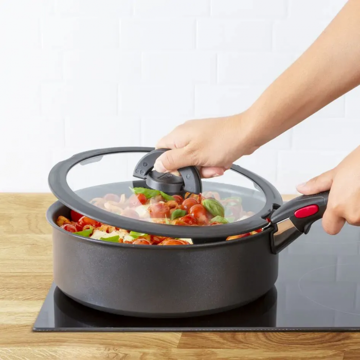 Набір скляних кришок Tefal Ingenio, 16см, 18см, 20см, скло, пластик, чорний