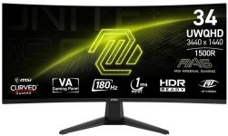 Монітор MSI 34" MAG 346CQ 2xHDMI, DP, Audio, VA, 3440x1440, 21:9, 180Hz, 1ms, sRGB 100%, CURVED, AdaptiveSync