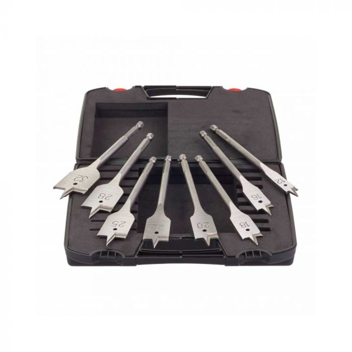 Свердло по дереву перове Milwaukee, набір 8шт, 12-32мм, шестигранний хвостовик, кейс