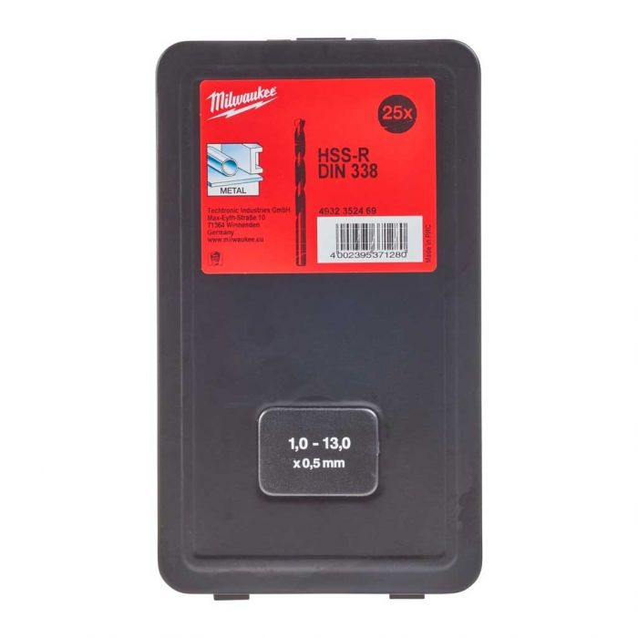 Набір свердел по металу Milwaukee HSS-R, 25шт, 1-12мм, кейс