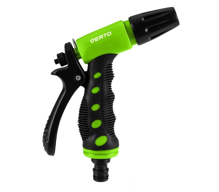Зрошувач ручний Verto, пістолетний, 1/2"-3/4", 2 функції, регулювання напорурегулювання напору / розпилу води, тримач двокомпонентний