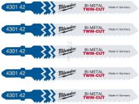 Полотно пиляльне для електролобзика Milwaukee T123XF Bi-Meta універсальне, крок зуба 2.5ммх91мм, 5шт