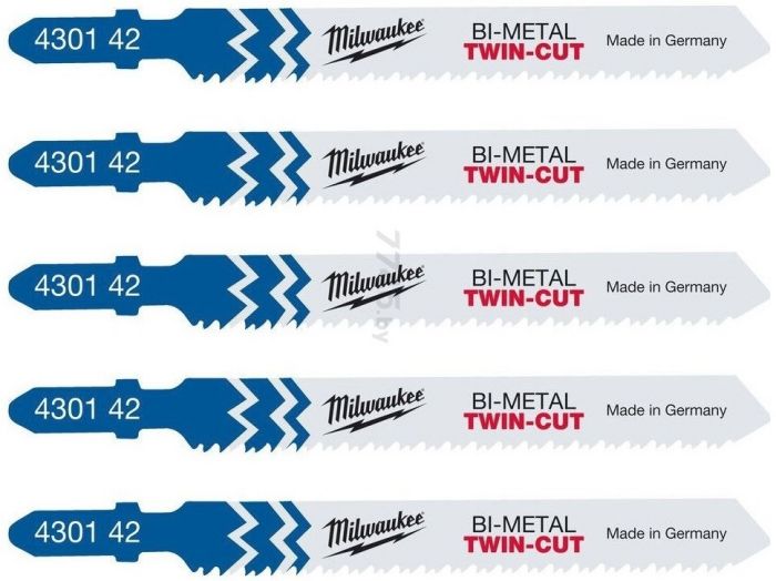 Полотно пиляльне для електролобзика Milwaukee T123XF Bi-Meta універсальне, крок зуба 2.5ммх91мм, 5шт