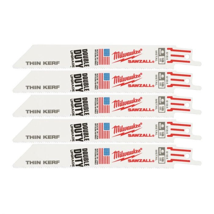 Полотно пиляльне для шабельної пилки Milwaukee THIN KERF універсальне, крок зуба 1.4ммх150мм, 5шт