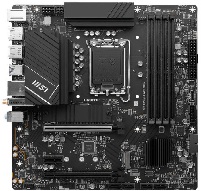 Материнcька плата MSI PRO B760M-A WIFI DDR4 s1700 B760 4xDDR4 M.2 HDMI DP WiFi BT mATX