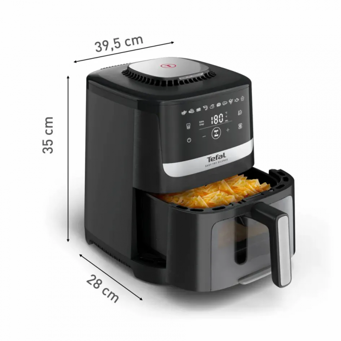 Мультипіч Tefal Easy Fry Silence Vision, 1670Вт, чаша-5л, сенсорне керув., 10 програм, з віконцем, пластик, чорний