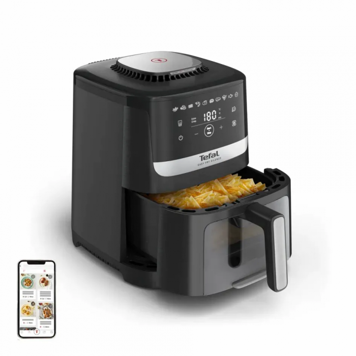 Мультипіч Tefal Easy Fry Silence Vision, 1670Вт, чаша-5л, сенсорне керув., 10 програм, з віконцем, пластик, чорний