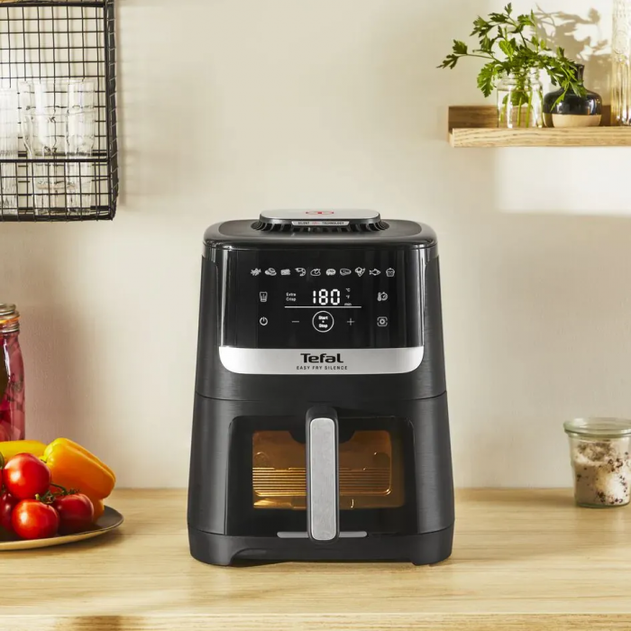 Мультипіч Tefal Easy Fry Silence Vision, 1670Вт, чаша-5л, сенсорне керув., 10 програм, з віконцем, пластик, чорний