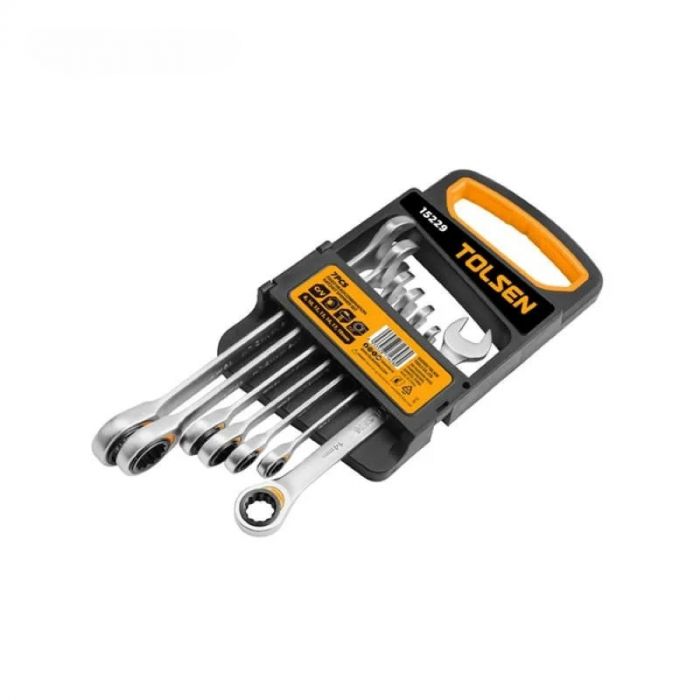 Ключі гайкові Tolsen, набір 7шт, храповий механізм, 8-19мм, CrV
