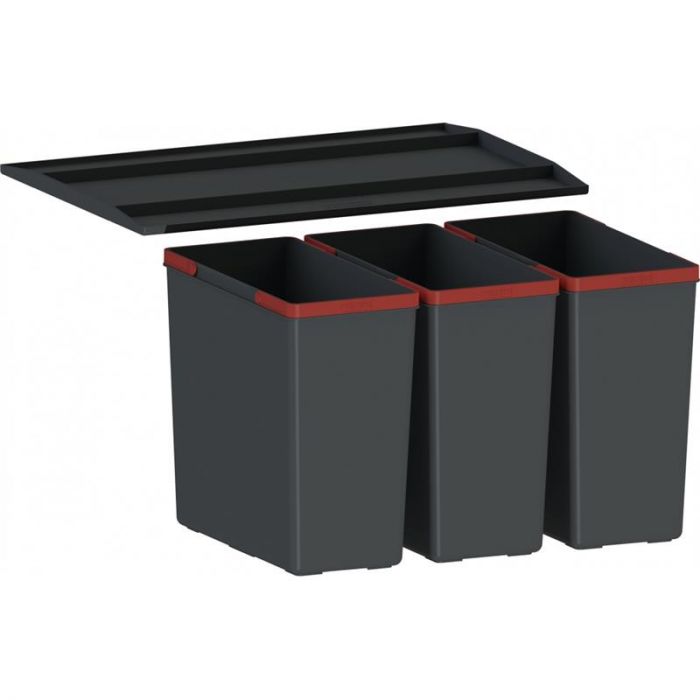 Сортер для сміття Franke Easysort 600-3-0, 3 x 14.5 л, кришка,  чорний пластик