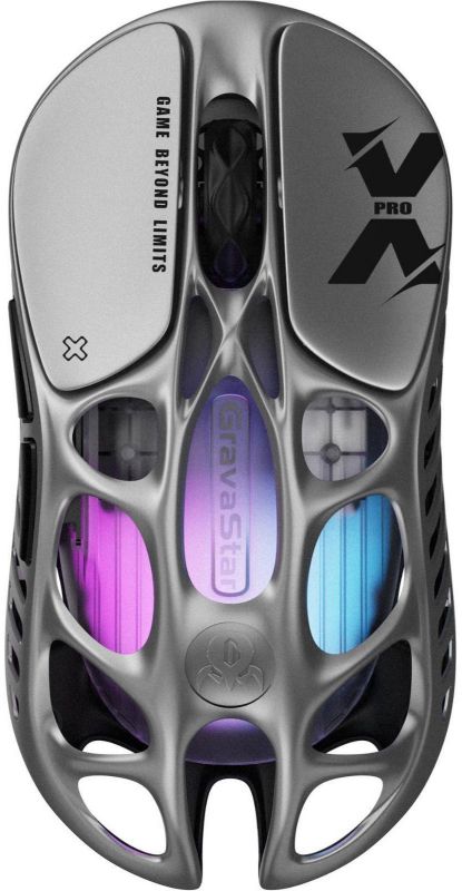 Миша GravaStar Mercury X Pro, 8K, BT/WL/USB-A, RGB, сірий