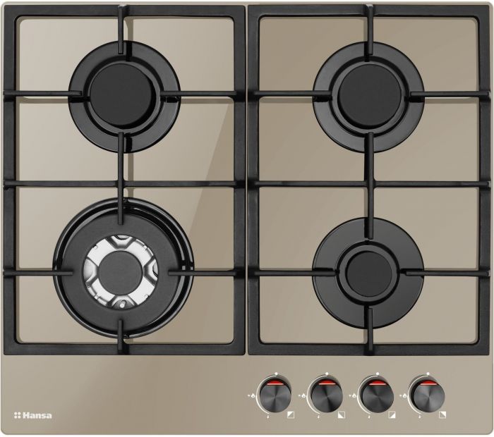 Варильна поверхня Hansa  газова на склі, 59см, чавун, бежевий