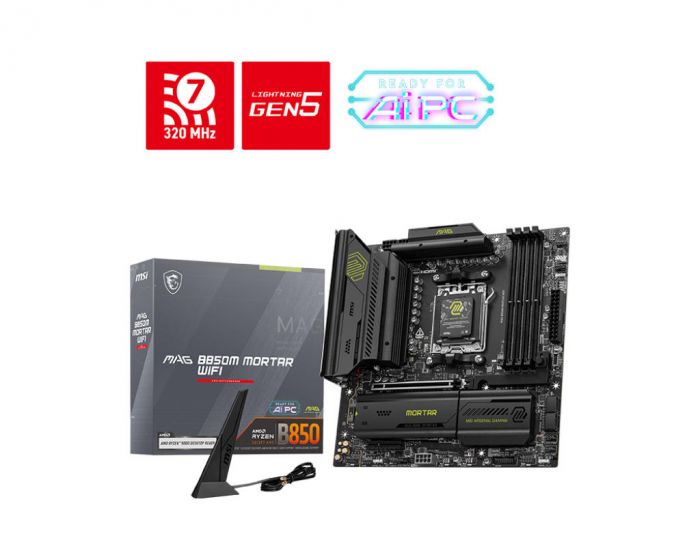 Материнcька плата MSI MAG B850M MORTAR WIFI sAM5 B850 4xDDR5 M.2 HDMI WiFi BT mATX