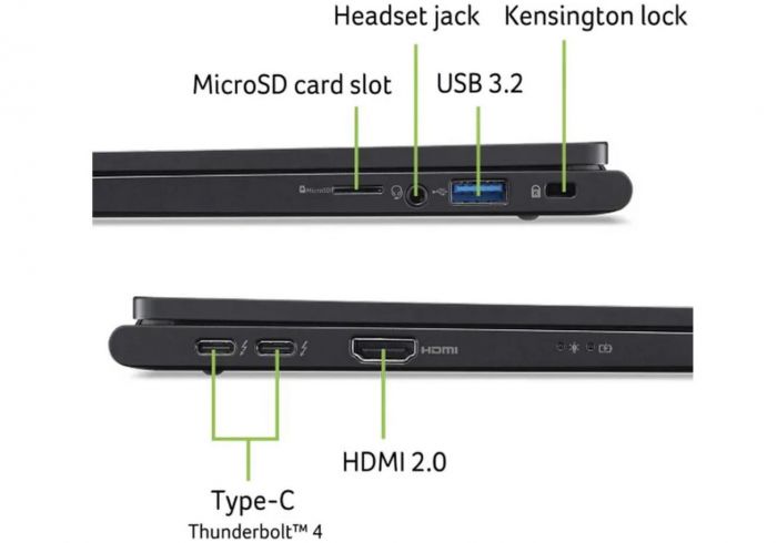 Ноутбук Acer TravelMate TMP614-73 14" 2.8K OLED, Intel U7-155H, 32GB, F1TB, UMA, Win11P, чорний