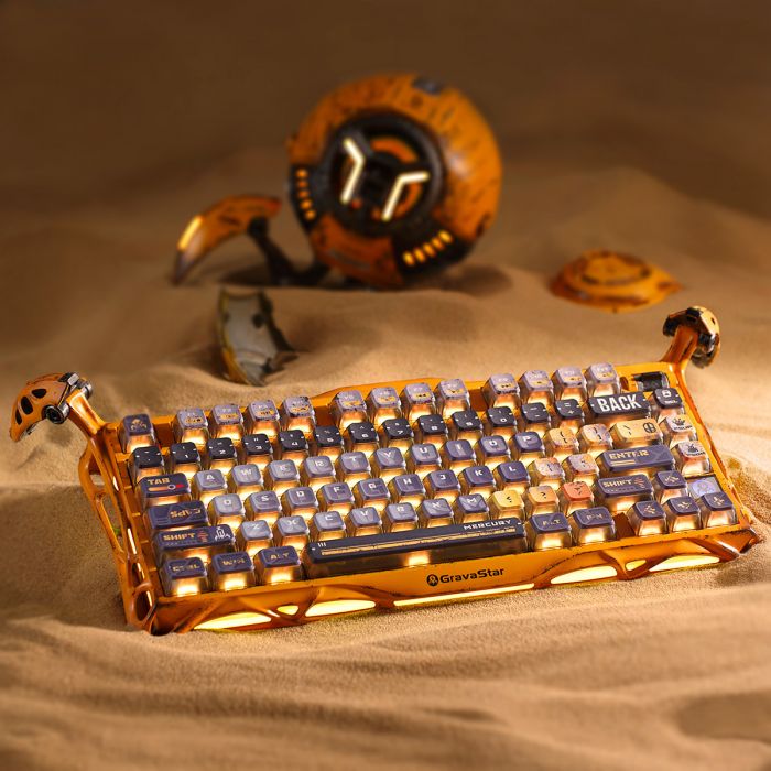 Клавіатура механічна GravaStar Mercury K1 Pro 80keys, GravaStar x Kailh Speedy Mint, BT/WL/USB, жовтий