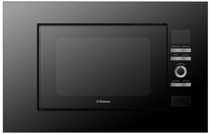 Мікрохвильова піч Hansa вбудовувана, 20л, електр.управл., 700Вт, гриль, дисплей, сенсор., чорний+нерж