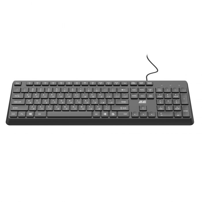 Клавіатура мембранна 2E KS405 104key, USB-A, EN/UK, чорний