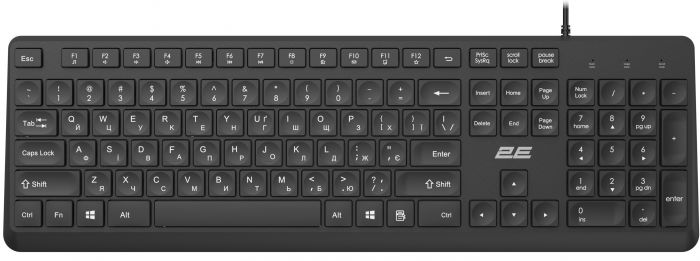 Клавіатура мембранна 2E KS405 104key, USB-A, EN/UK, чорний