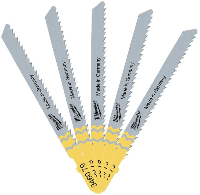 Полотно пиляльне для лобзика Milwaukee T101BR, по дереву, крок зуба 2.5ммх75мм, 5шт
