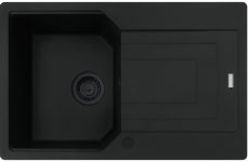 Мийка кухонна Franke Urban, фраграніт, прямокутник, з крилом, 780х500х220мм, чаша - 1, врізна, оборотна, UBG 611-78, чорний матовий