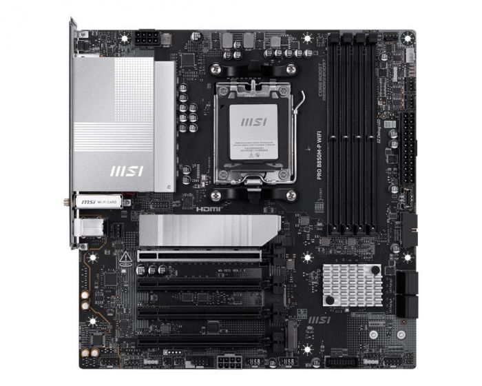 Материнcька плата MSI PRO B850M-P WIFI sAM5 B850 4xDDR5 M.2 HDMI DP WiFi BT mATX