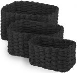 Набір кошиків плетених для зберігання Ardesto Prestigio (3.3/2.2/1.4л), 3 предмети, паперовий шпагат, чорний