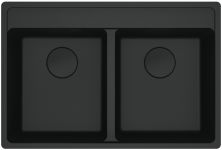 Мийка кухонна Franke Maris, фраграніт, прямокутник, без крила, 760х510х200мм, чаша - 2, врізна, MRG 620 TL, чорний матовий