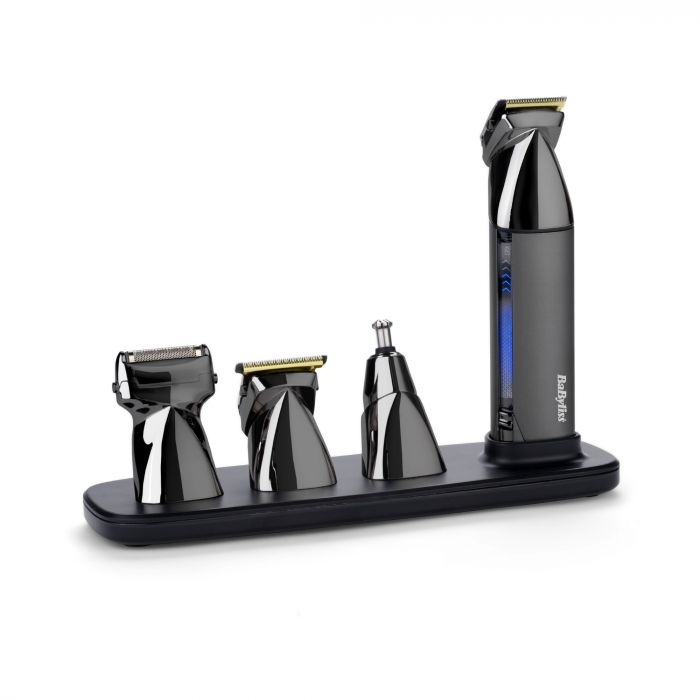 Набір для стрижки Babyliss Super-X Metal Black Edition, для голови, вусів, бороди,носа і тіла, акум., насадок-15, сумка для зберігання, підставка, сталь, чорний