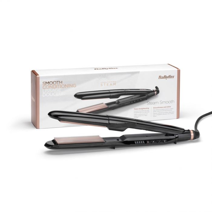 Випрямляч Babyliss Steam Smoth, темп.режимів-5, 150-230°C, з парою, термо килимок, кераміка, чорний