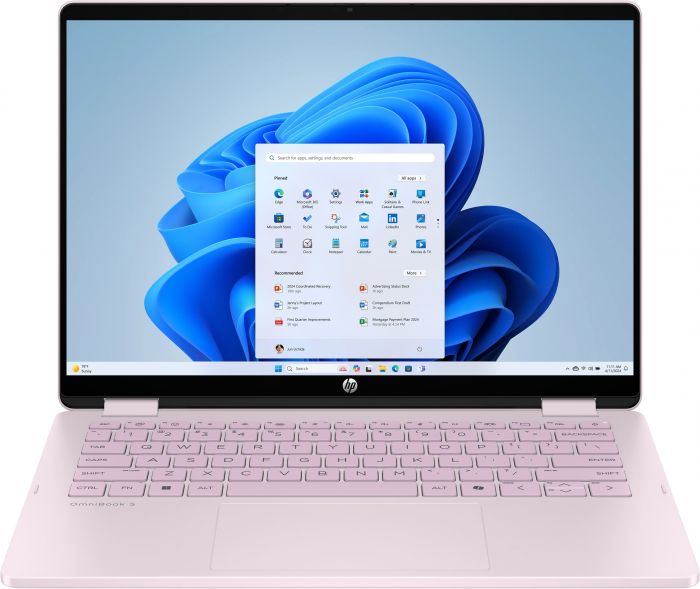 Ноутбук HP OmniBook 5 Flip x360 14" 2K IPS Touch, Intel 7-150U, 24GB, F1024GB, UMA, Win11, рожевий