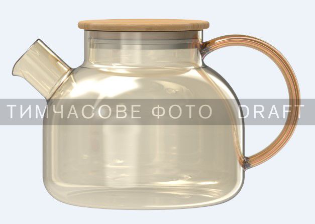 Заварник Ardesto Golden Moon 1000мл, боросилікатне скло, бамбук, золотистий