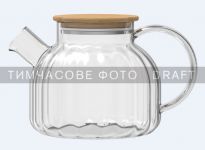 Заварник Ardesto Iceberg 1000мл, боросилікатне скло, бамбук, прозорий