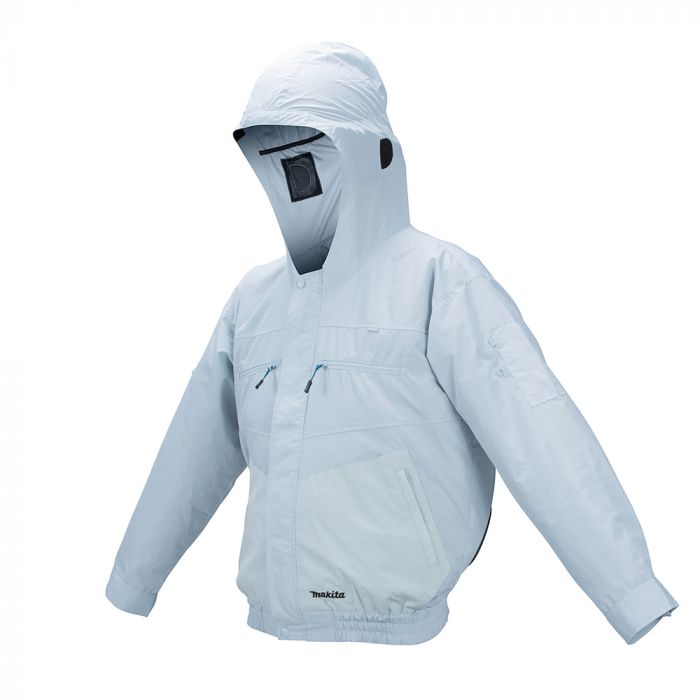 Куртка акумуляторна Makita LXT/CXT, 10.8-18В, з вентиляцією, поліестер, розміт L, білий, 0.41кг