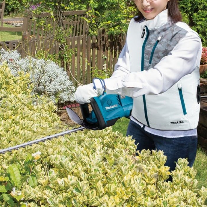 Жилет акумуляторний Makita LXT/CXT, 10.8-18В, з вентиляцією, поліестер, розміт М, білий, 0.38кг